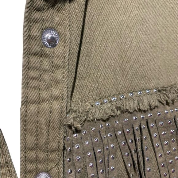 Zara Green Utility Jacket with Fringe Detail - Picture 7 of 8